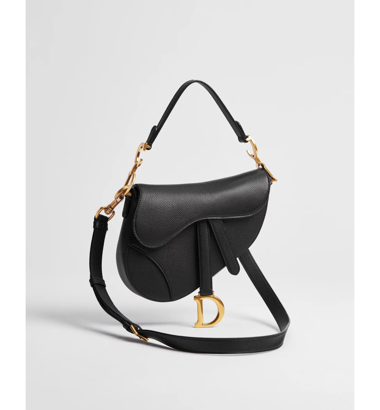 Small Saddle Bag In Black Grained Calfskin