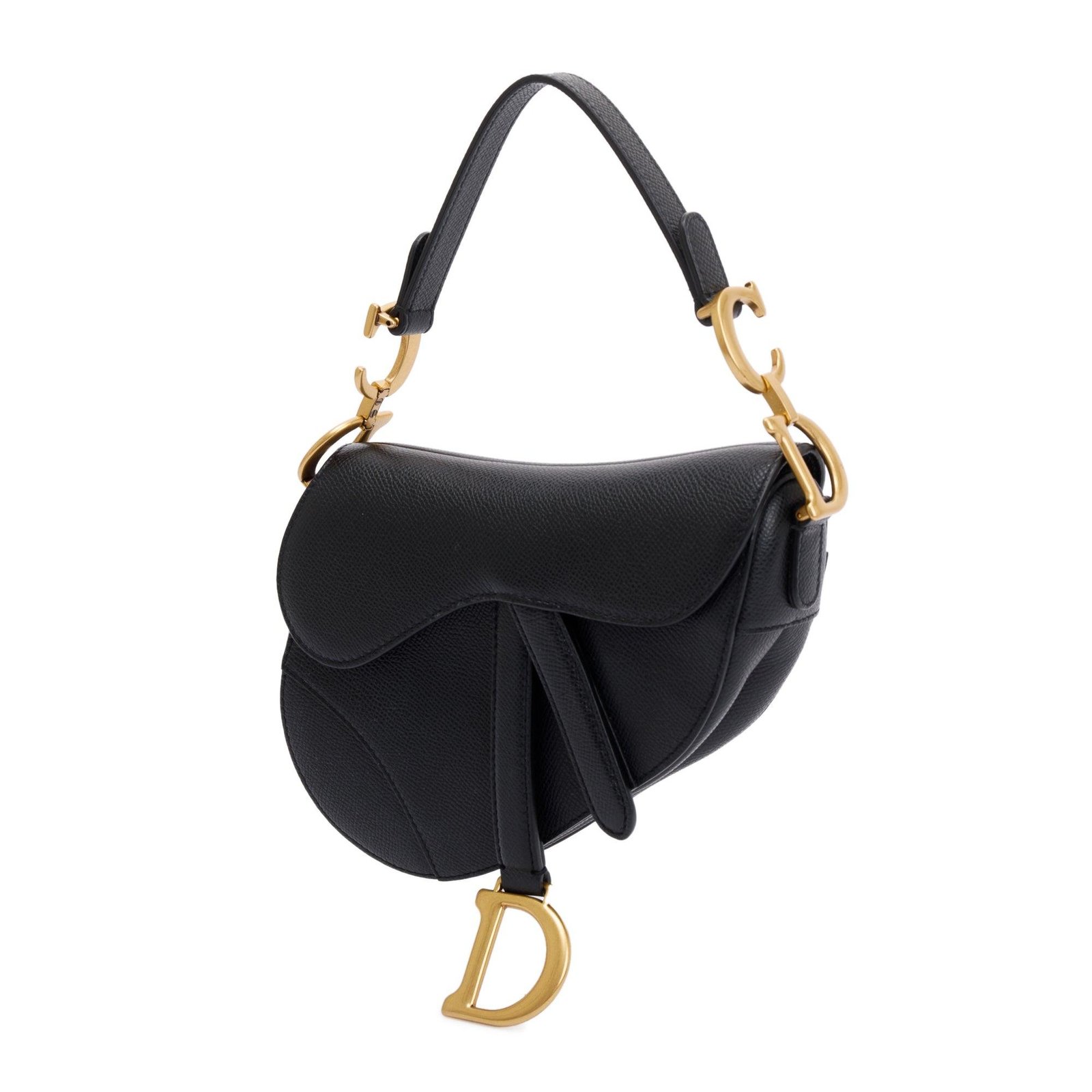 Mini Saddle Bag In Black Grained Calfskin