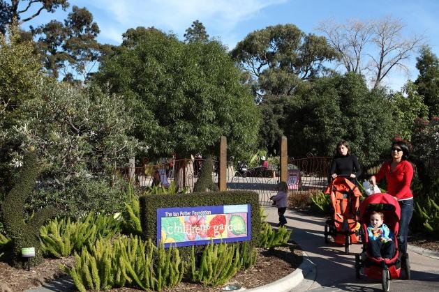 Family entering the Ian Potter Foundation Children’s Garden.