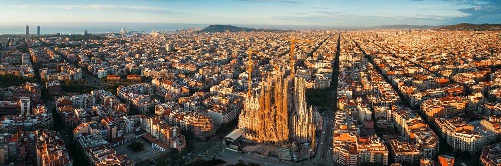 Exterior view of the Basilica of the Sagrada Familia in Barcelona