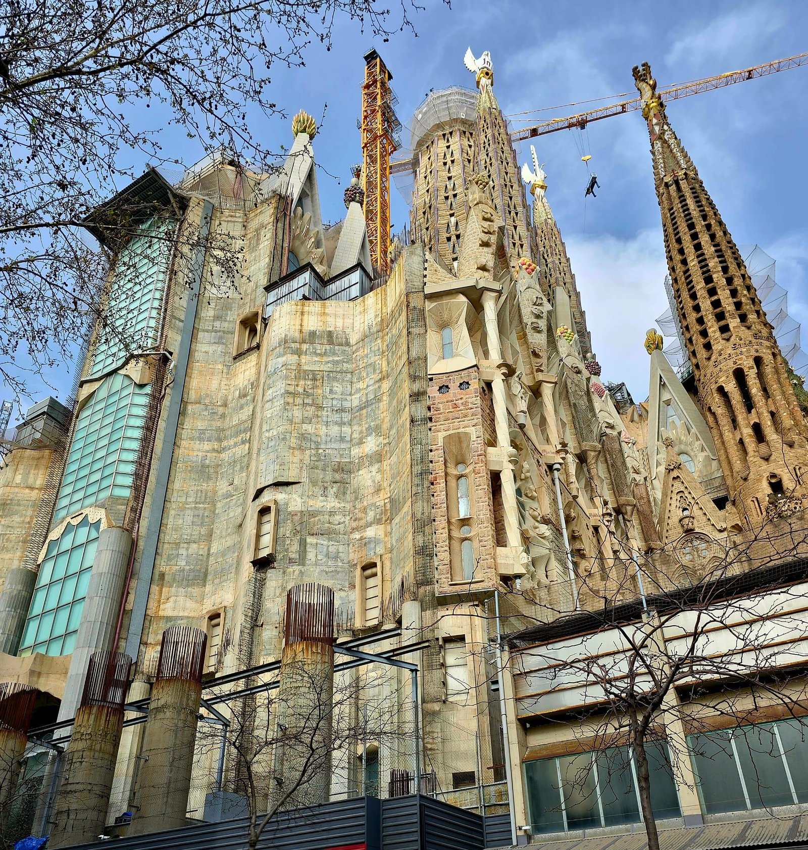 Ongoing construction around the Glory Facade of the Sagrada Familia