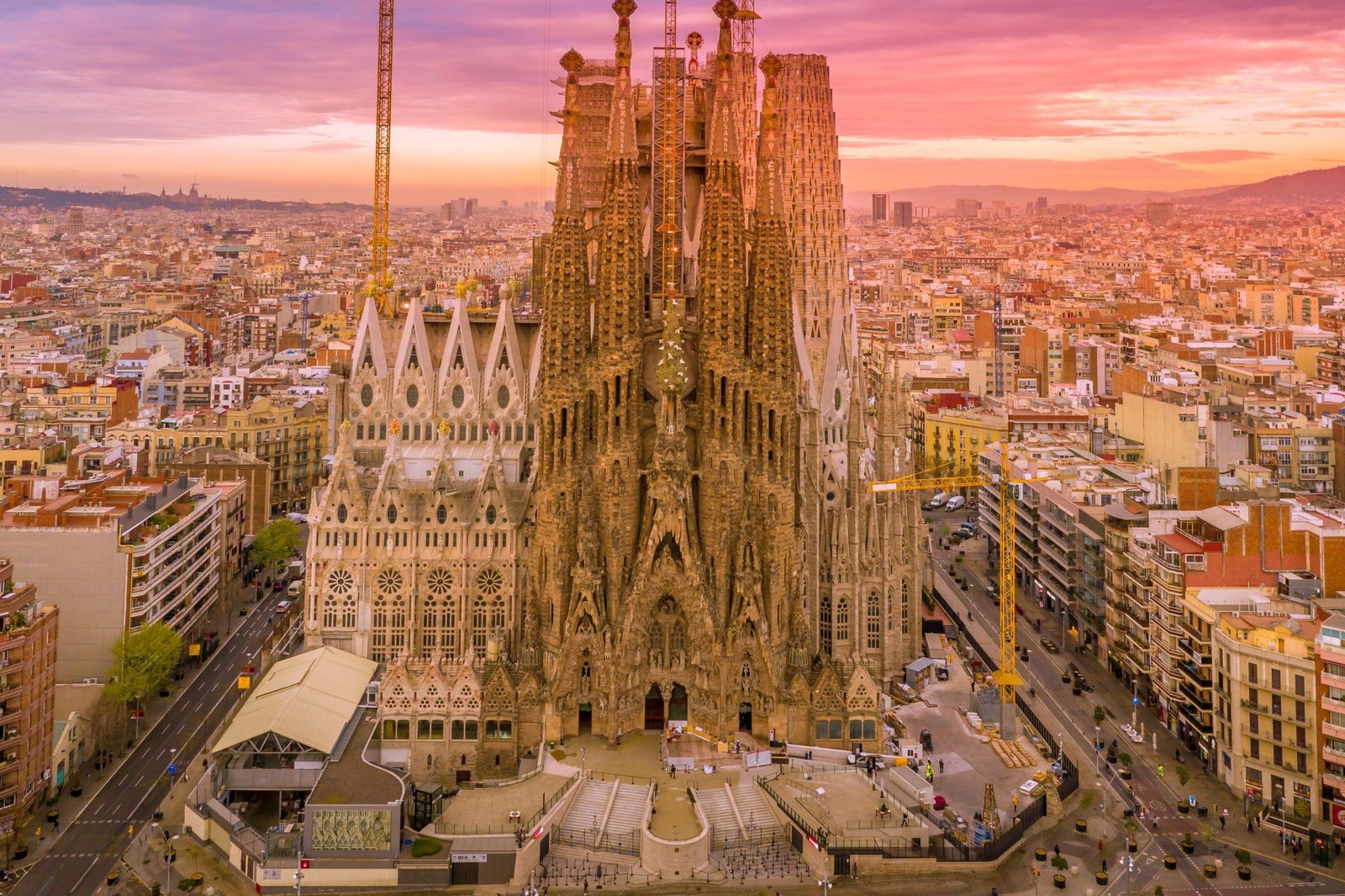 Basilica of the Sagrada Familia rising above Barcelona