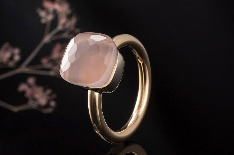 Pomellato Nudo ring with a pale faceted gemstone.