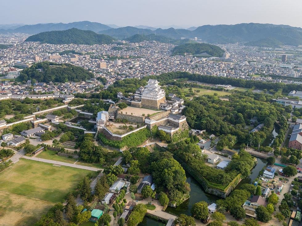 Himeji Castle and its layered white main keep.