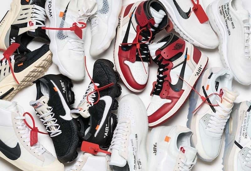 Archive Off-White sneakers showing Arrow motifs, typography and zip-tie details.