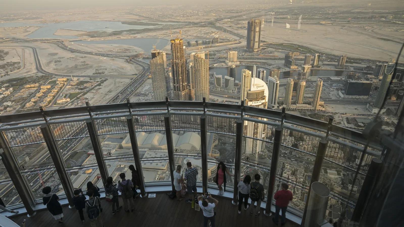 Panoramic view of Downtown Dubai from Burj Khalifa.