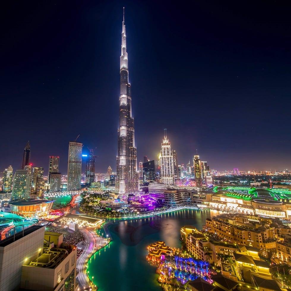 Burj Khalifa towering over the Dubai cityscape.