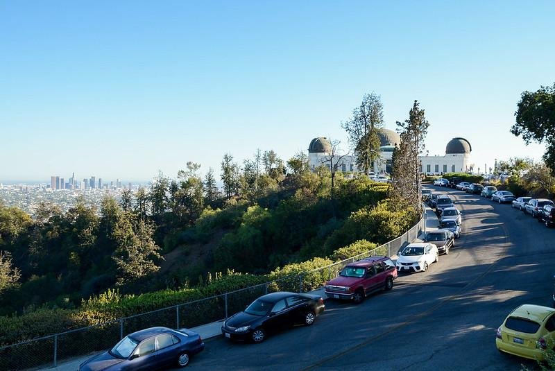Road approaching Griffith Observatory in Griffith Park.