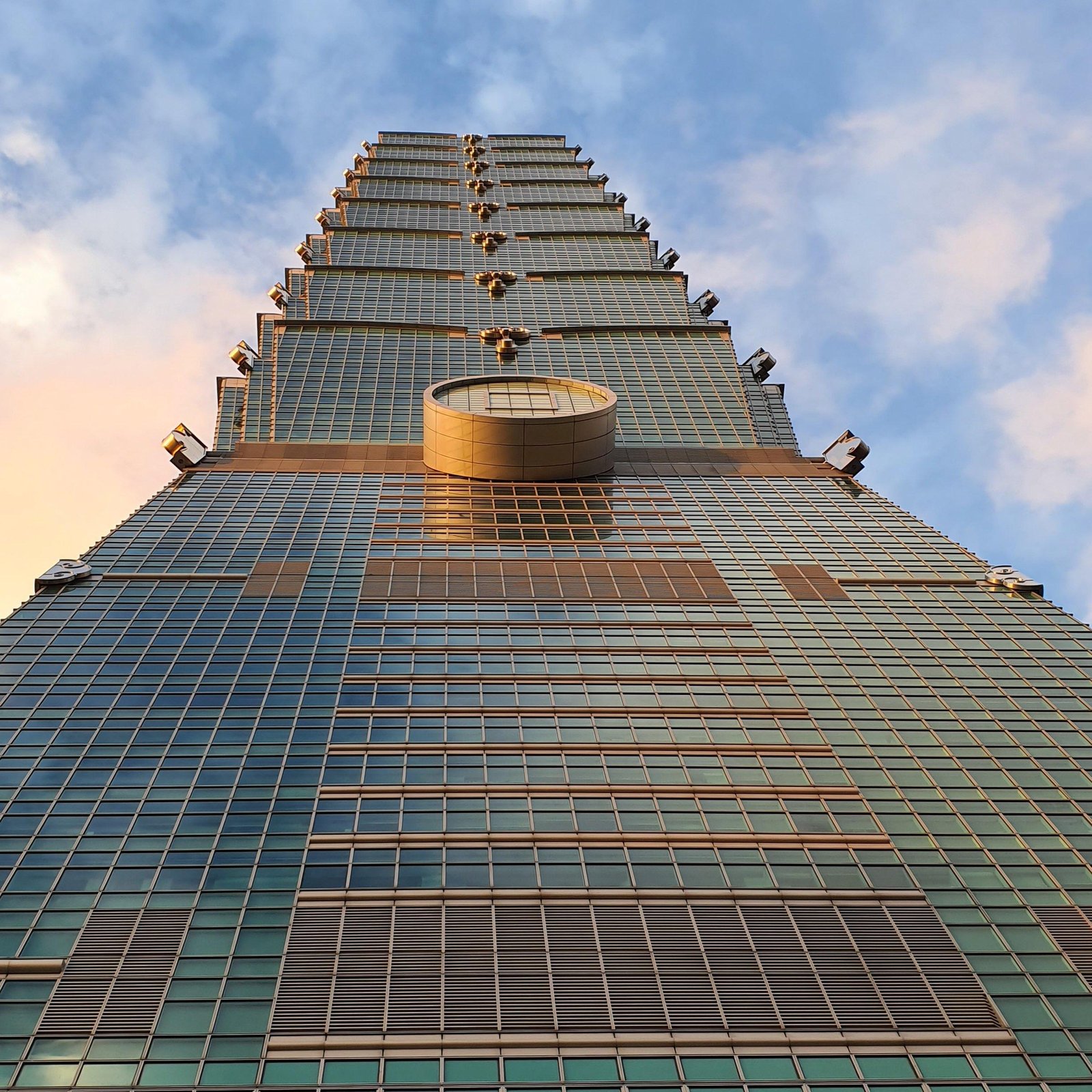 The tiered bamboo-inspired architecture of Taipei 101.