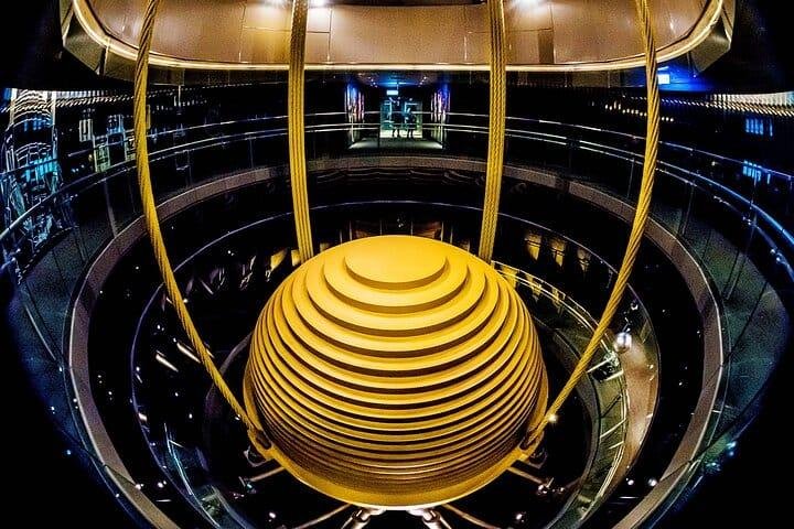 The golden tuned mass damper inside Taipei 101.