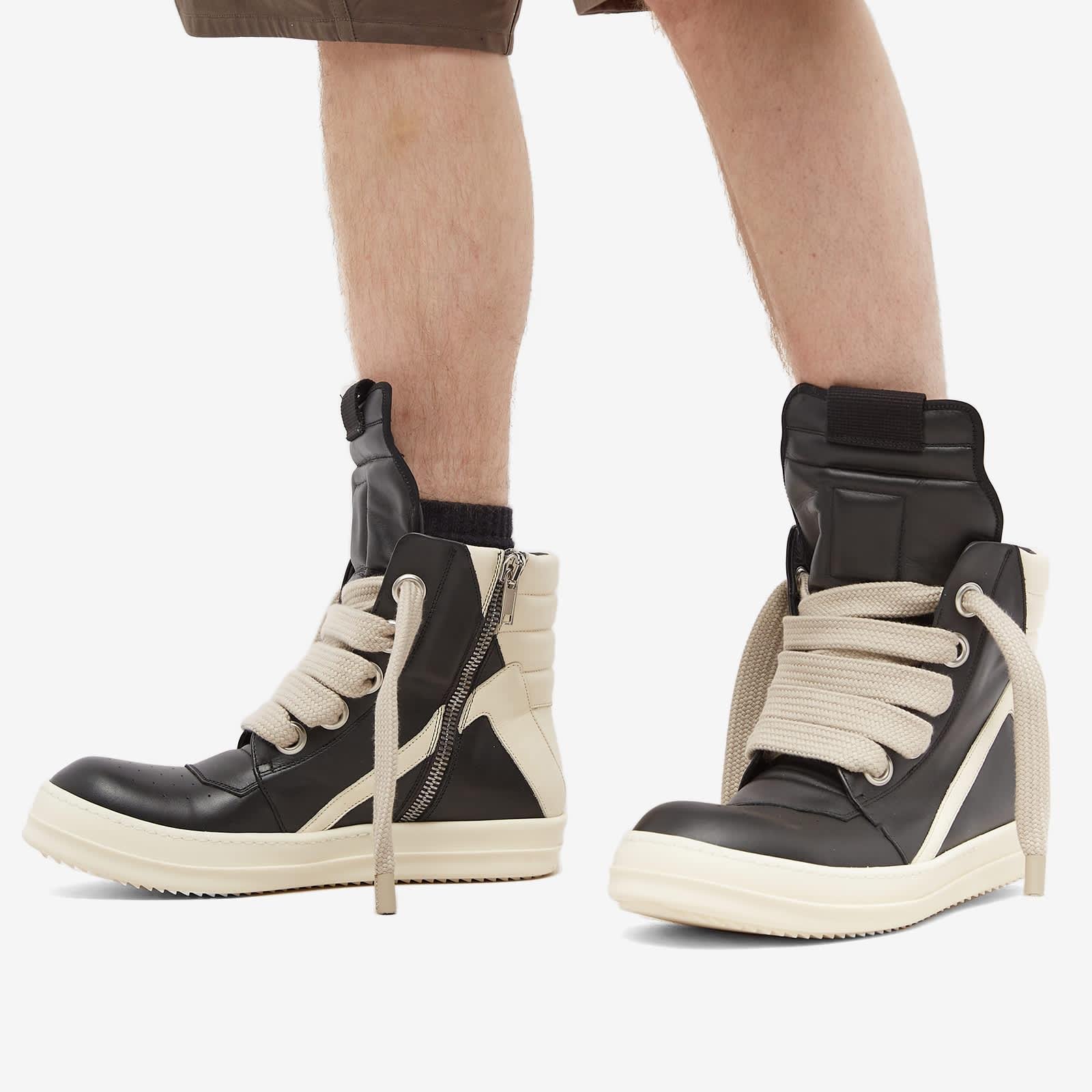 Rick Owens Geobaskets, Ramones and Vintage Sneaks shown on feet.