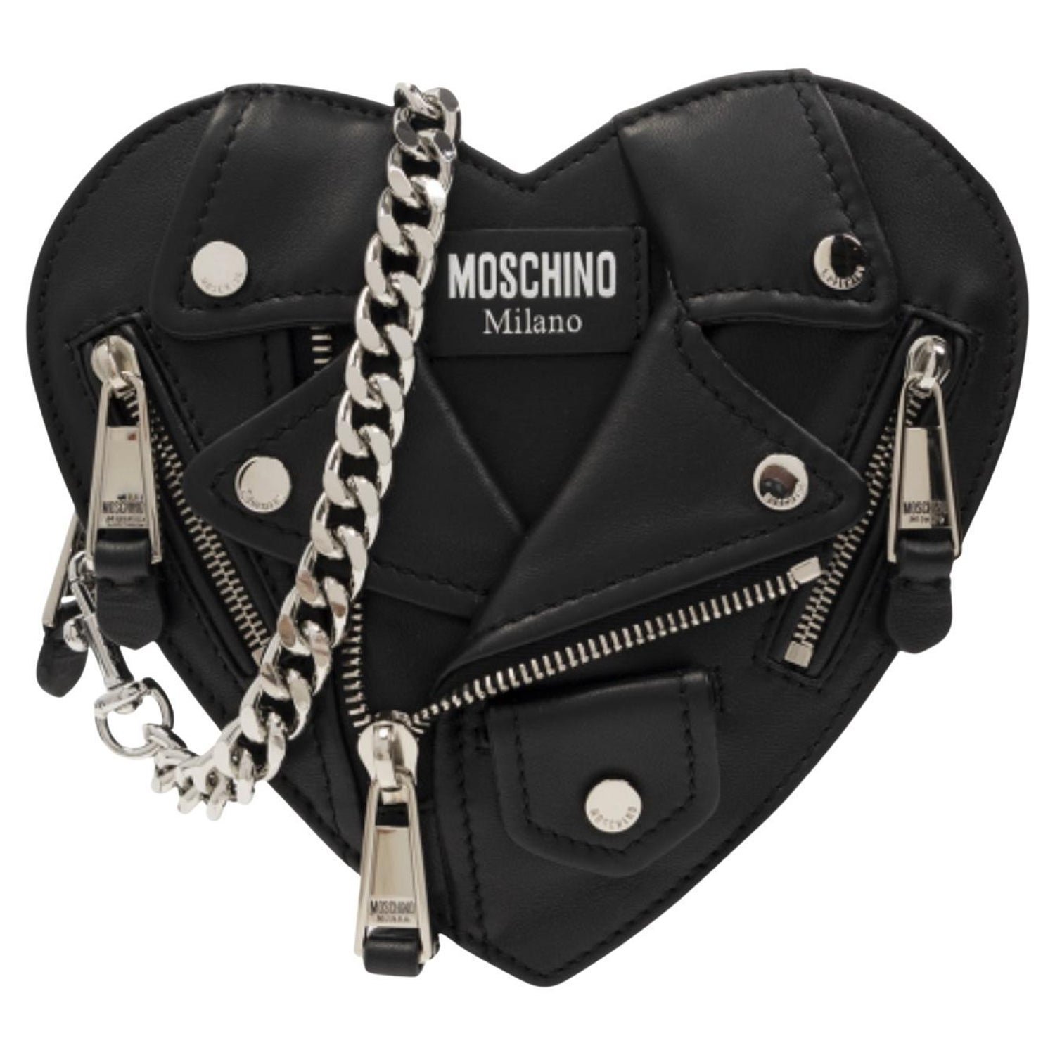 Black Moschino Heart Biker Bag