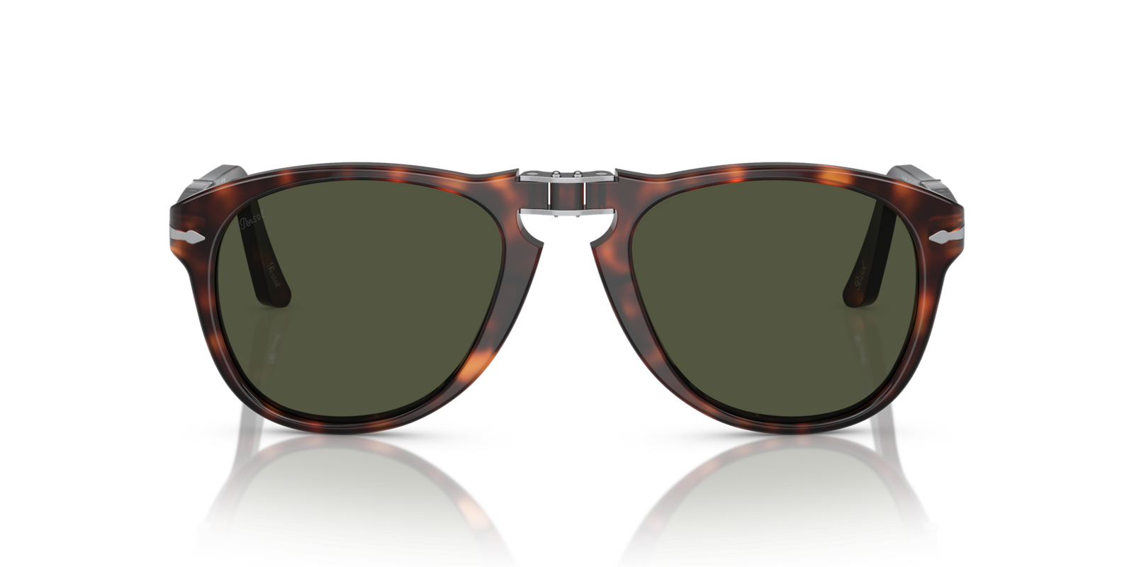 Persol 714 Original sunglasses in Havana with green lenses.