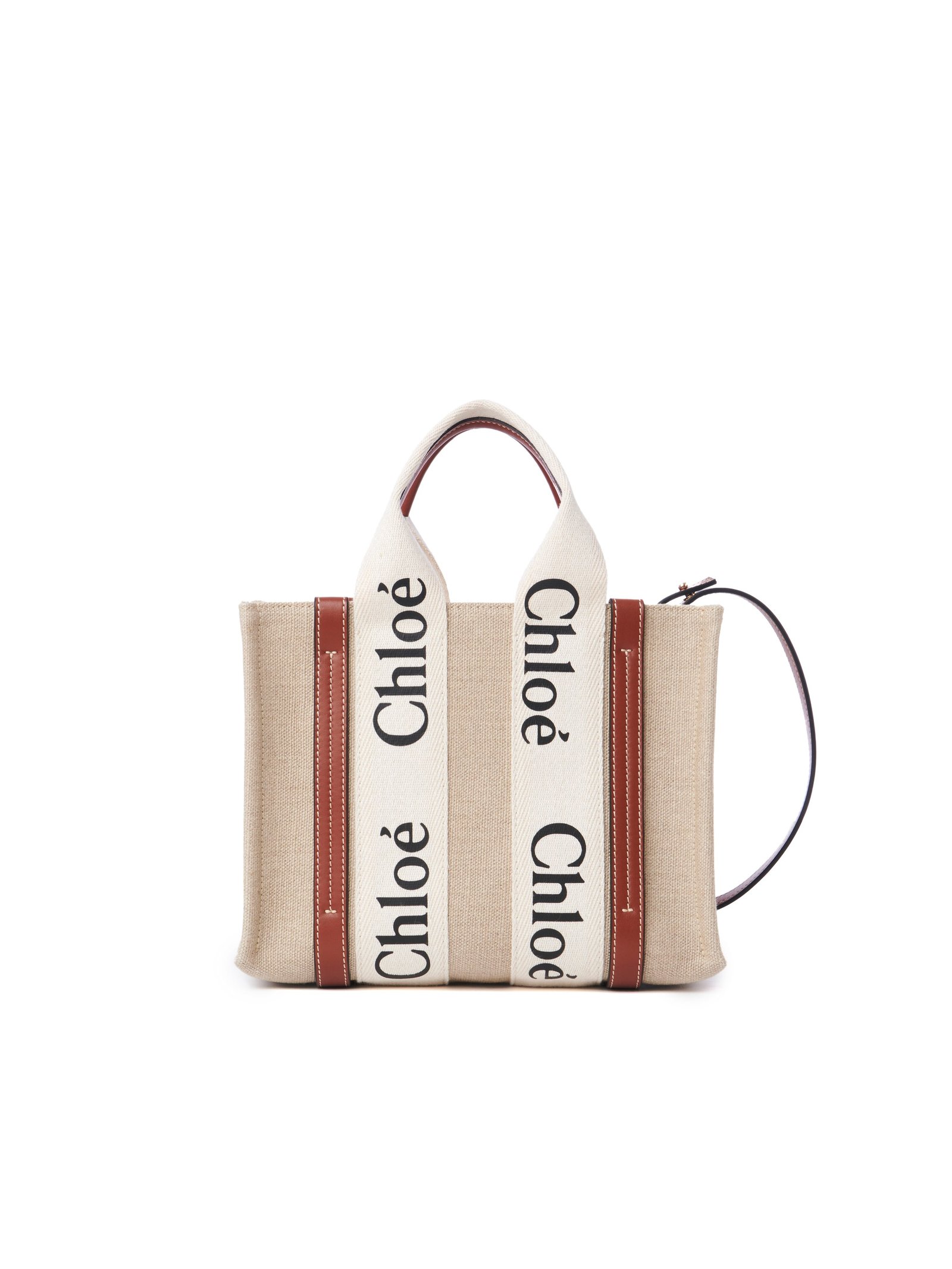 Small beige Chloé Woody tote