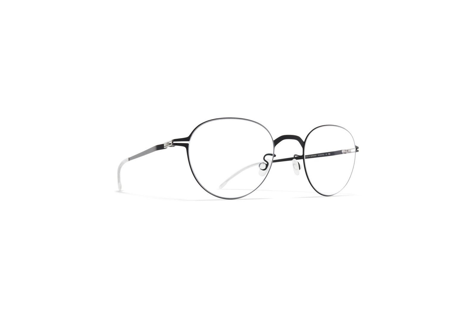 MYKITA MEL optical glasses in Jet Black shown from an angled view.