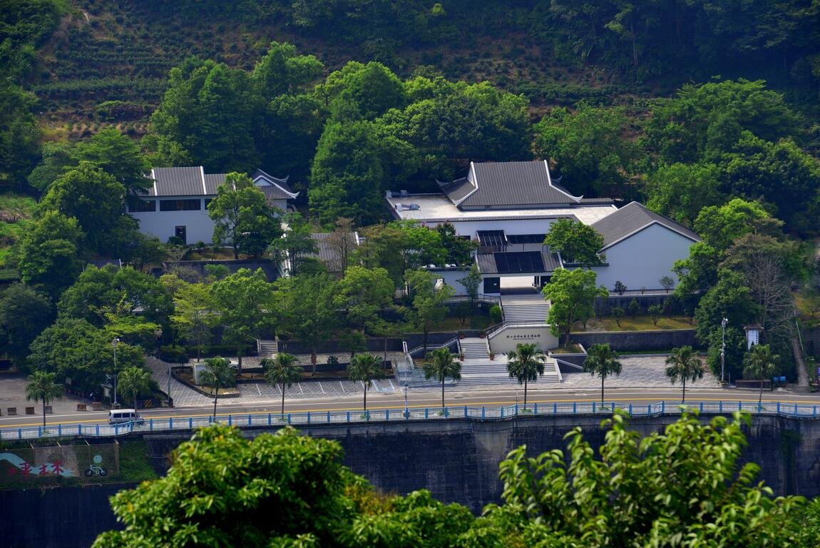 Pinglin Tea Museum buildings seen across the river