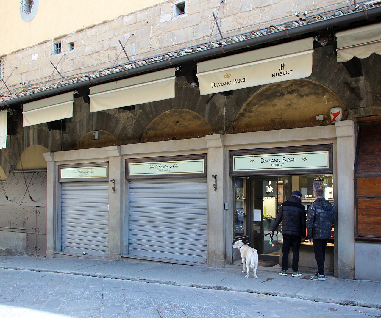 Closed jewellery shop shutters on Ponte Vecchio.