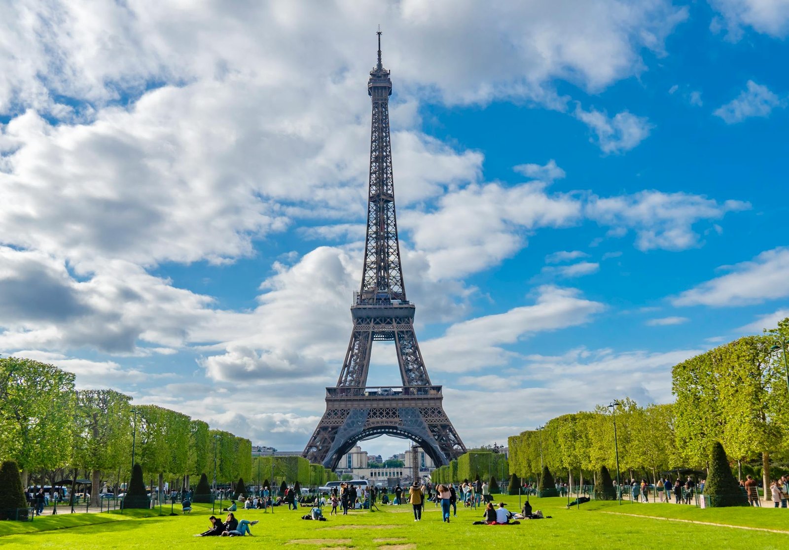 Eiffel Tower viewed from the Champ de Mars.