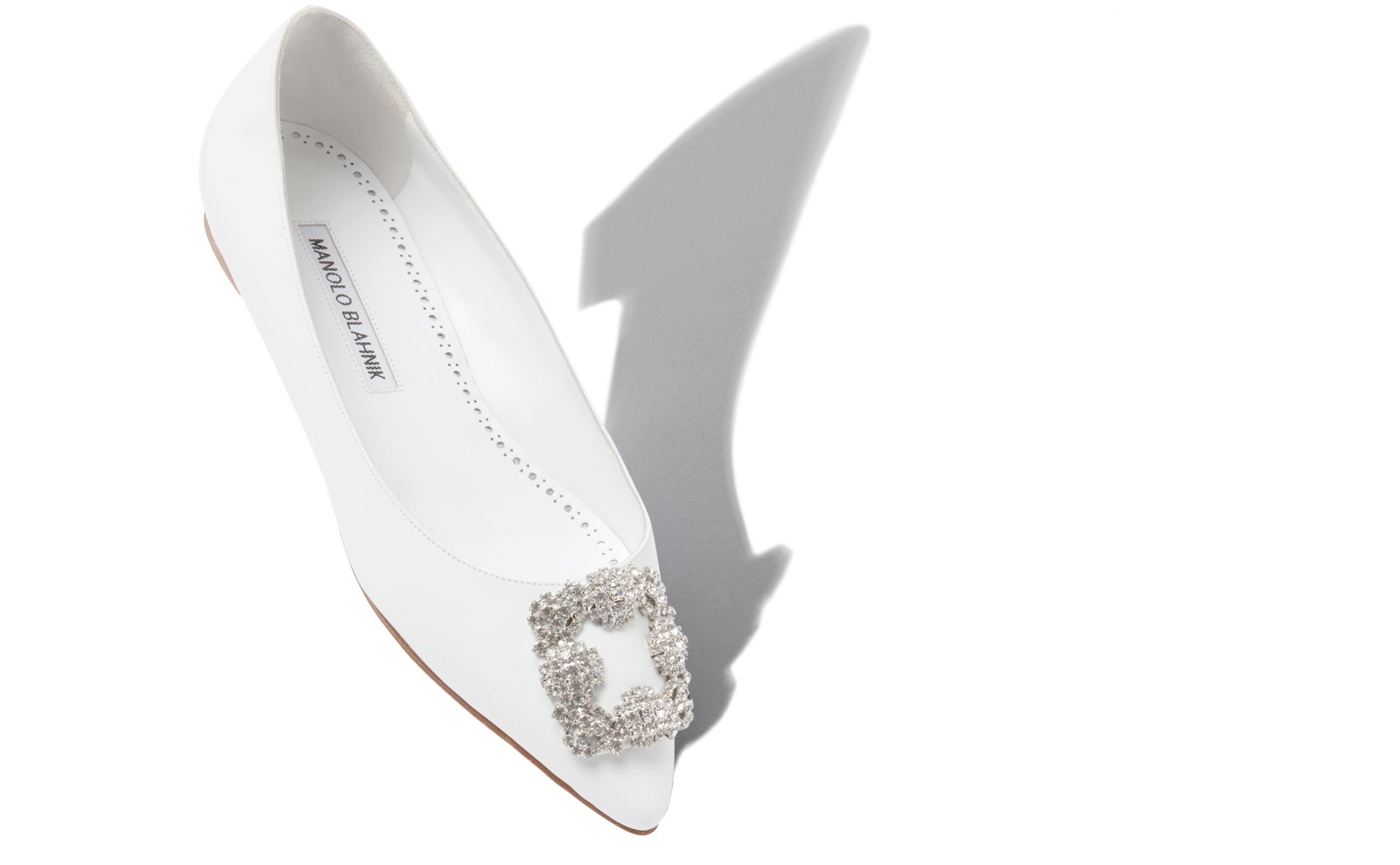 Manolo Blahnik Hangisiflat in White Leather