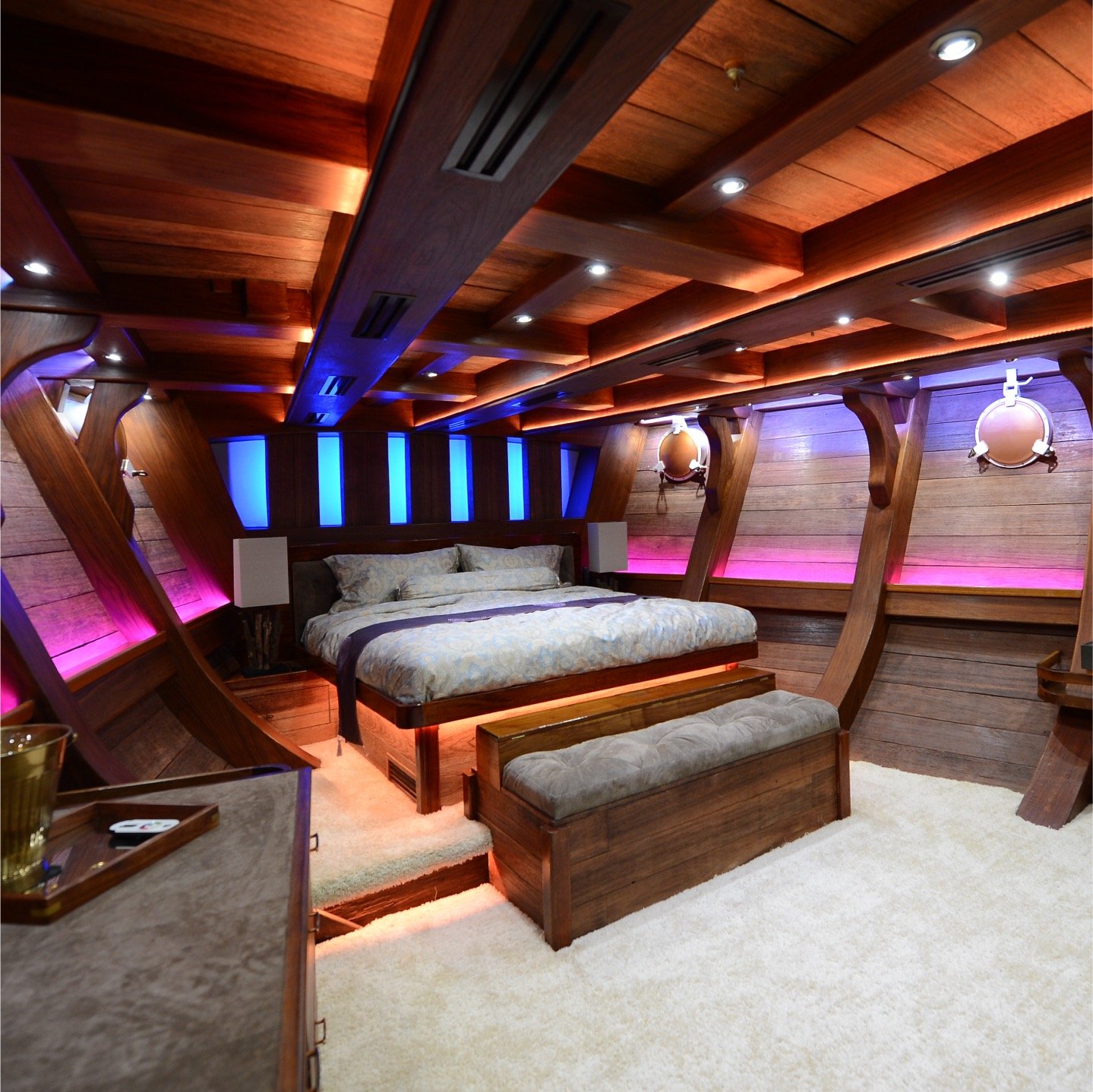 Sheltered seating area and steps inside Royal Albatross