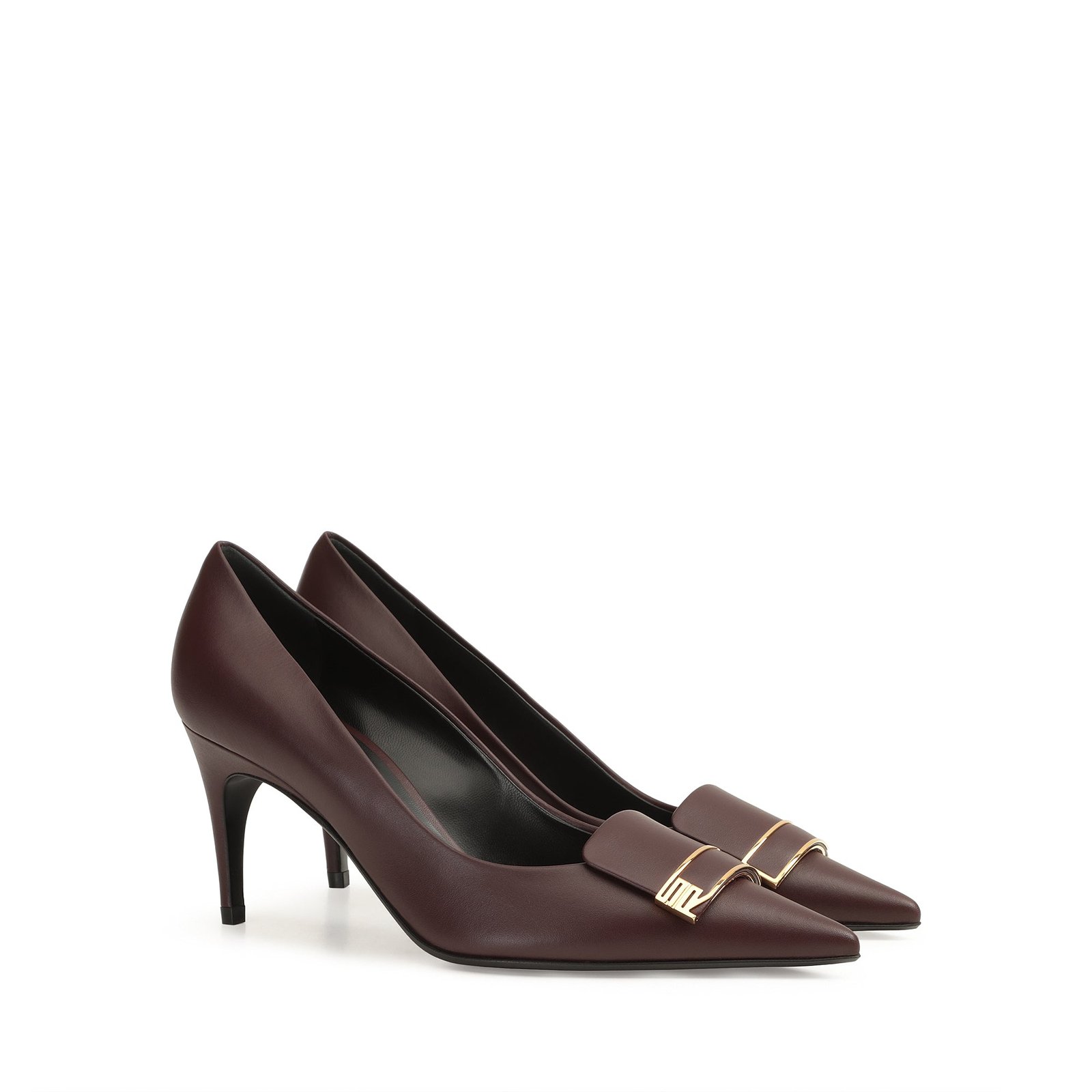 Wine Sergio Rossi sr Evolv pumps with pointed toes and gold-tone details.