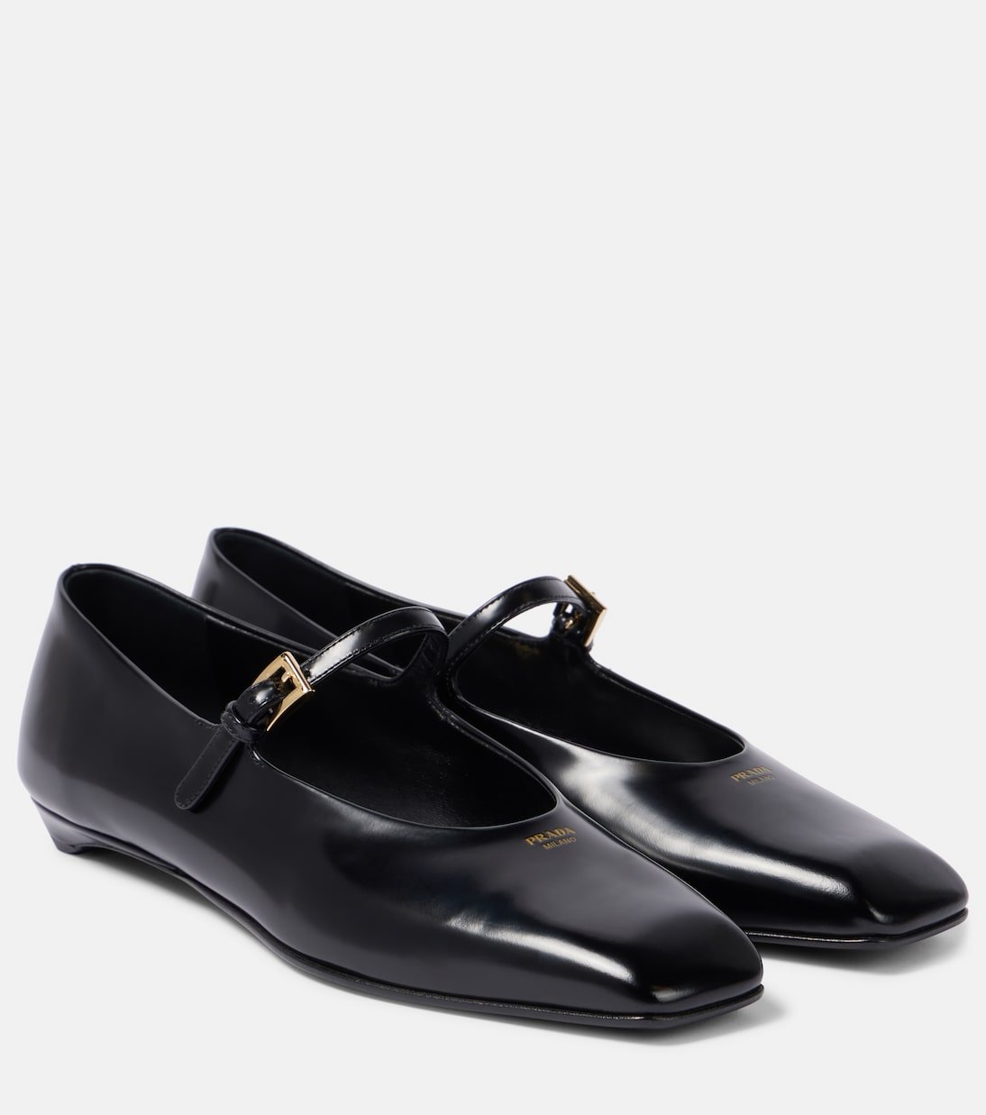 Prada Brushed Leather Mary Jane Flats