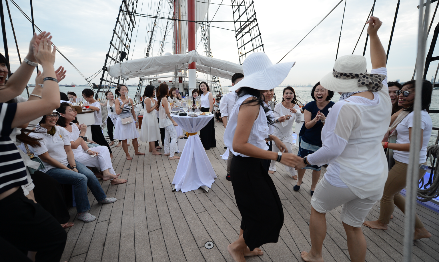 Group event on the wooden deck of Royal Albatross