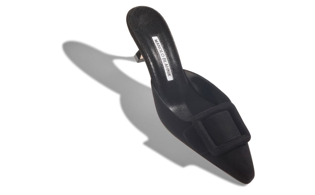Maysale 50 Black Suede Mules