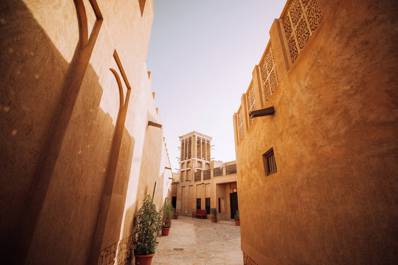 Wind towers and shaded lanes in Al Fahidi Historical Neighbourhood