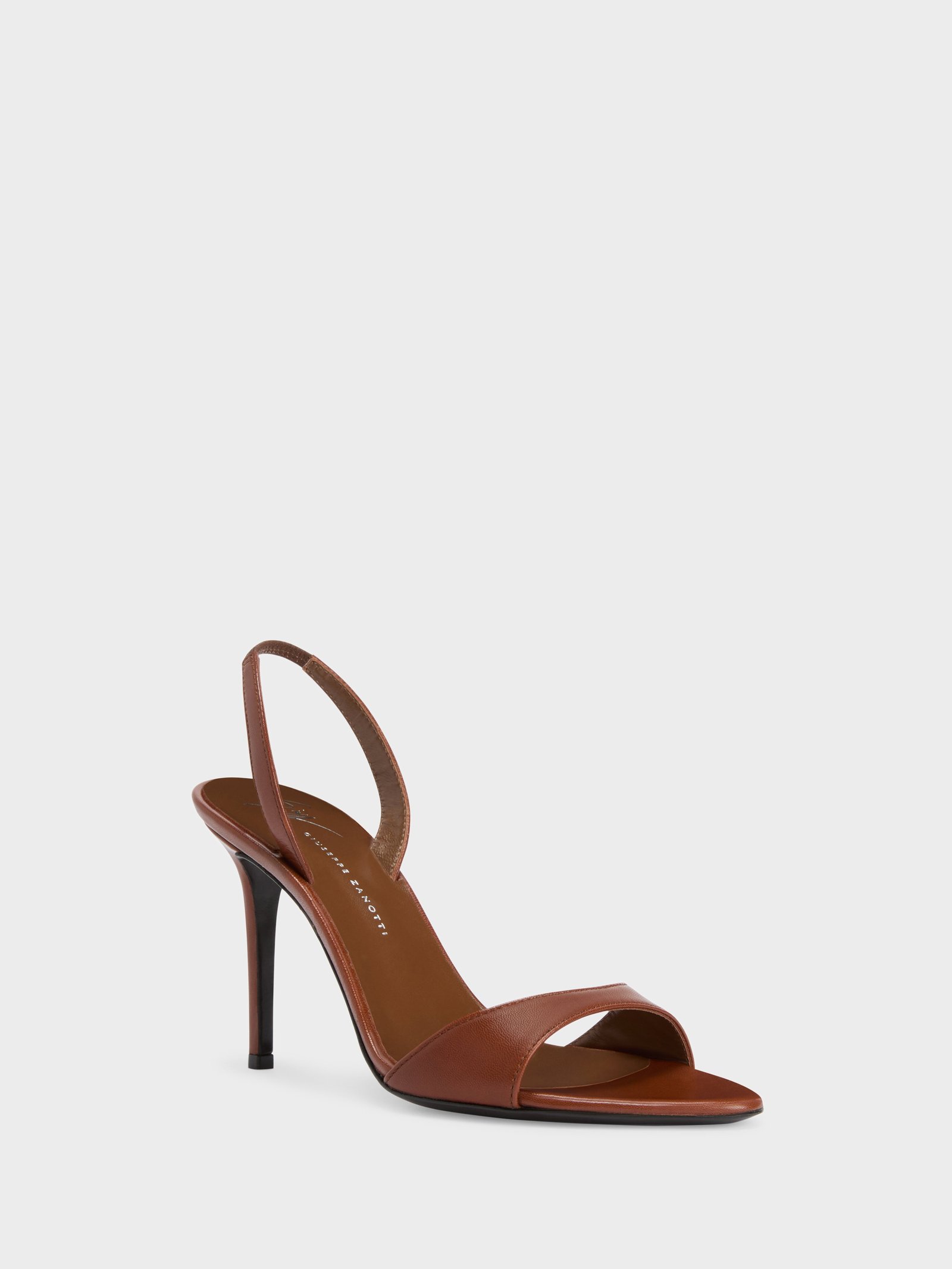 Brown Giuseppe Zanotti Lilibeth 90 sandals with elastic slingback straps.