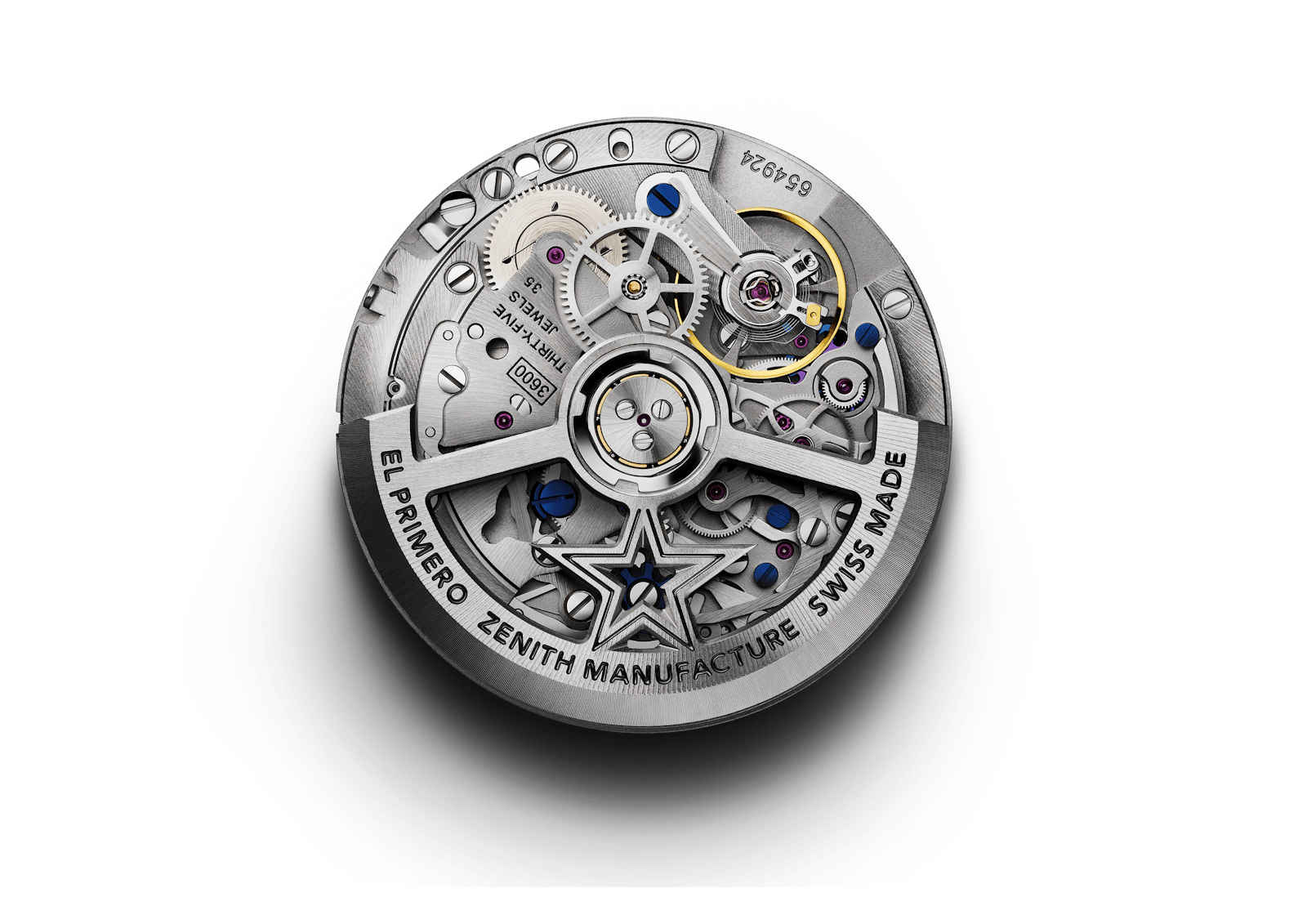 Zenith automatic El Primero 3600 chronograph movement.