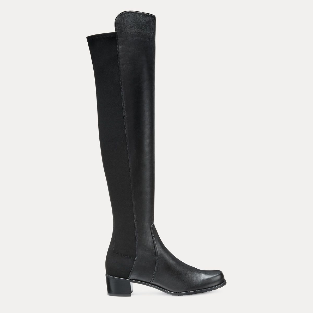 Black Stuart Weitzman Reserve boots with a modest block heel.