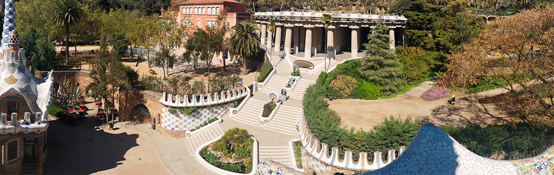 The Dragon Stairway and entrance ensemble at Park Güell.