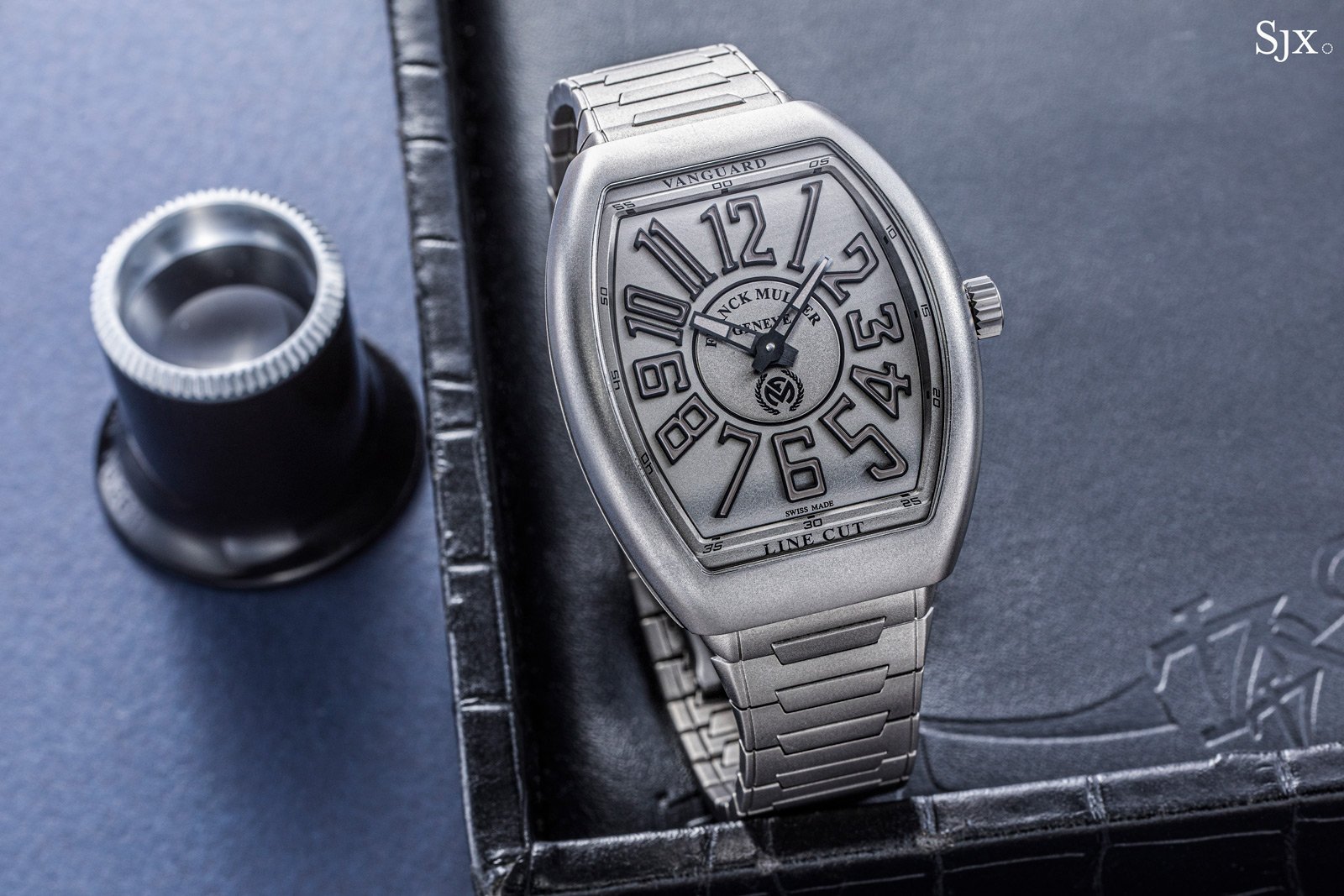 A Franck Muller Vanguard Line Cut with a titanium bracelet.