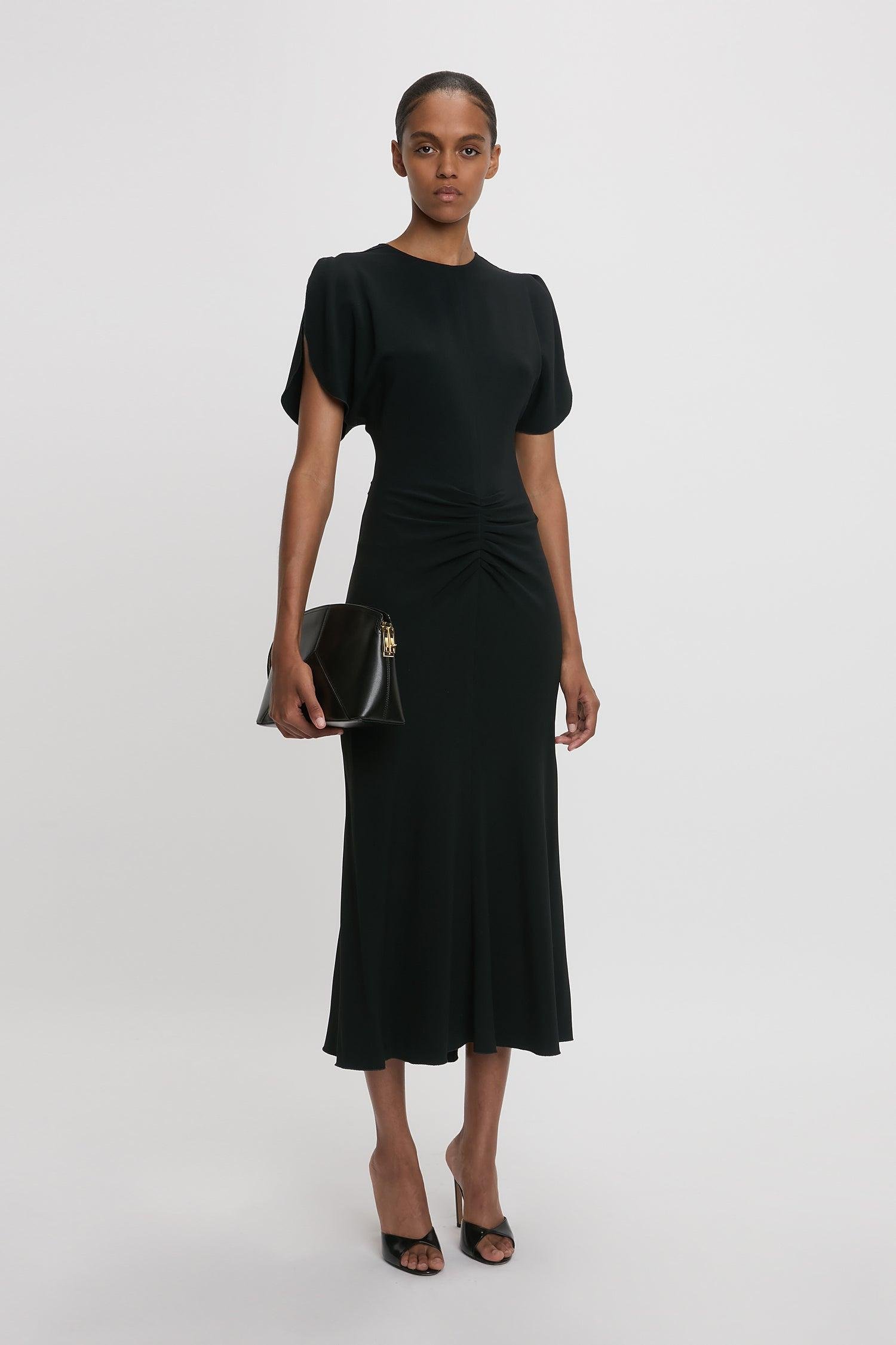 Victoria Beckham Gathered-Waist Midi Dress