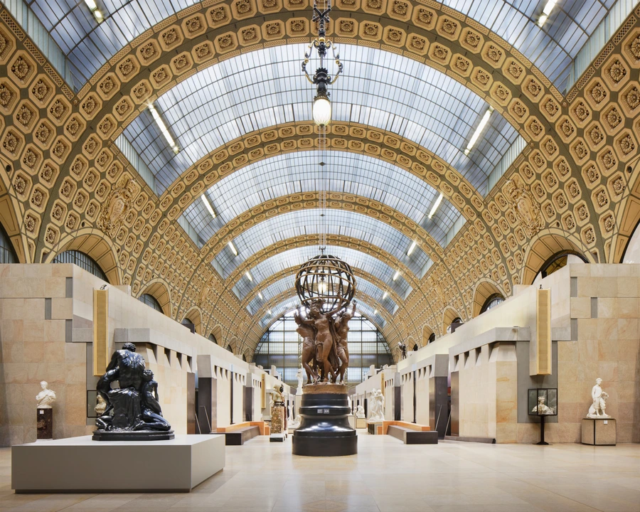 Sculptures arranged in the Musée d’Orsay central nave.